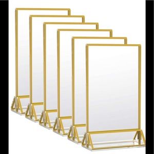 6pc 5x7 Acrylic Clear/Gold Border Frames